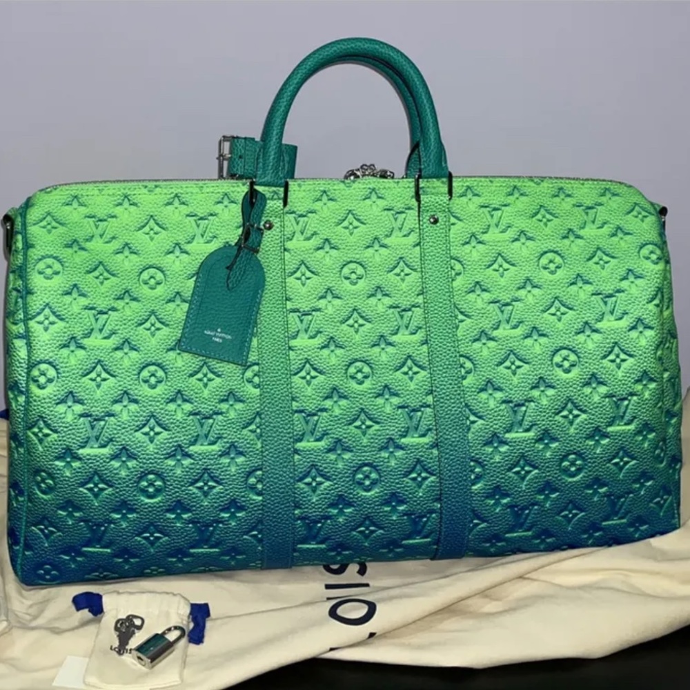 Louis Vuitton Virgil Abloh Keepall 50 Taurillon Leather Illusion Green/Blue
